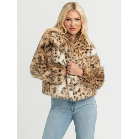 Jessica Simpson Women s Round Collar Faux Fur Jacket Sizes XS-XXL | Walmart (US)
