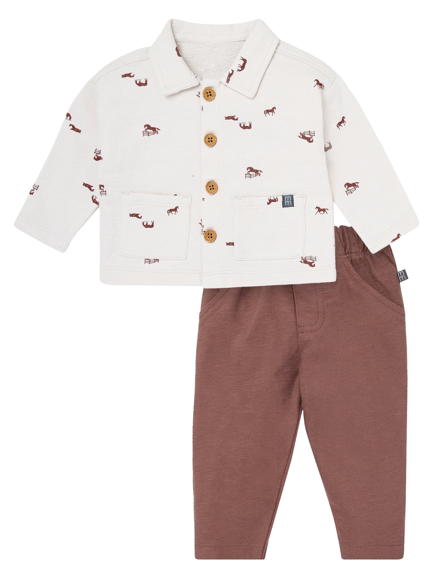 Modern Moments by Gerber Baby Boy Collared Top and Bottom Outfit Set, Sizes 0/3 Months - 24 Month... | Walmart (US)
