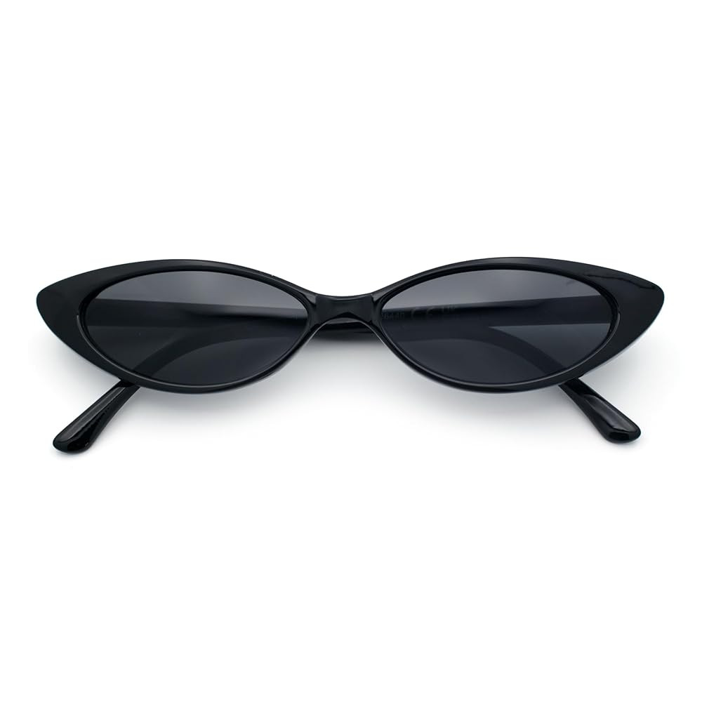 SA106 Womens Narrow Thin Cat Eye Plastic Gothic Retro Sunglasses | Amazon (US)