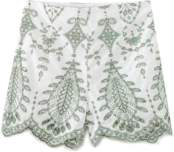 Summer French Lazy Country Style Cotton Shorts Bohemian Retro Embroidery Hollow Bermuda Shorts fo... | Amazon (US)