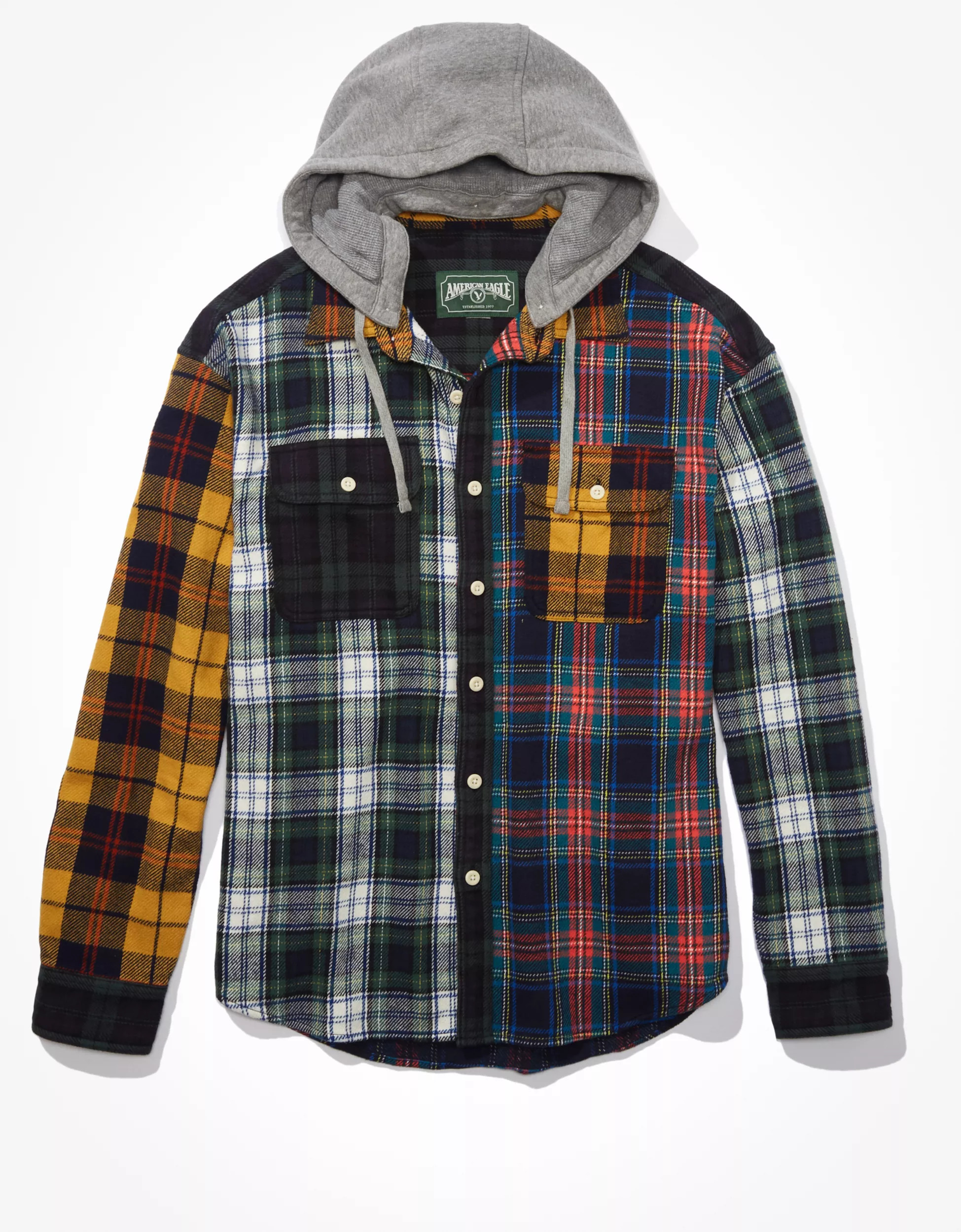 AE Super Soft Hooded Flannel Shirt | American Eagle Outfitters (US & CA)