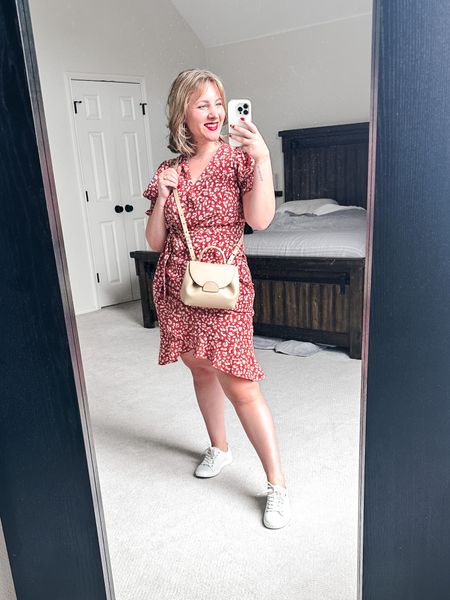 4th of July outfit with red floral dress, leather white shoes and Polene nano bag. 

Cute and casual patriotic outfit for 4th of July weekend. Picnic outfit, summer dress and sneakers outfit idea 

#LTKshoecrush #LTKSeasonal #LTKxNSale