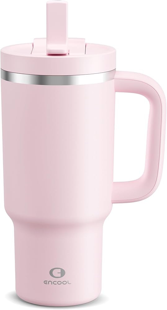 32 oz Tumbler with Handle and Straw: Stainless Steel Insulated Tumbler Keeps Cold for 24 Hours, L... | Amazon (US)