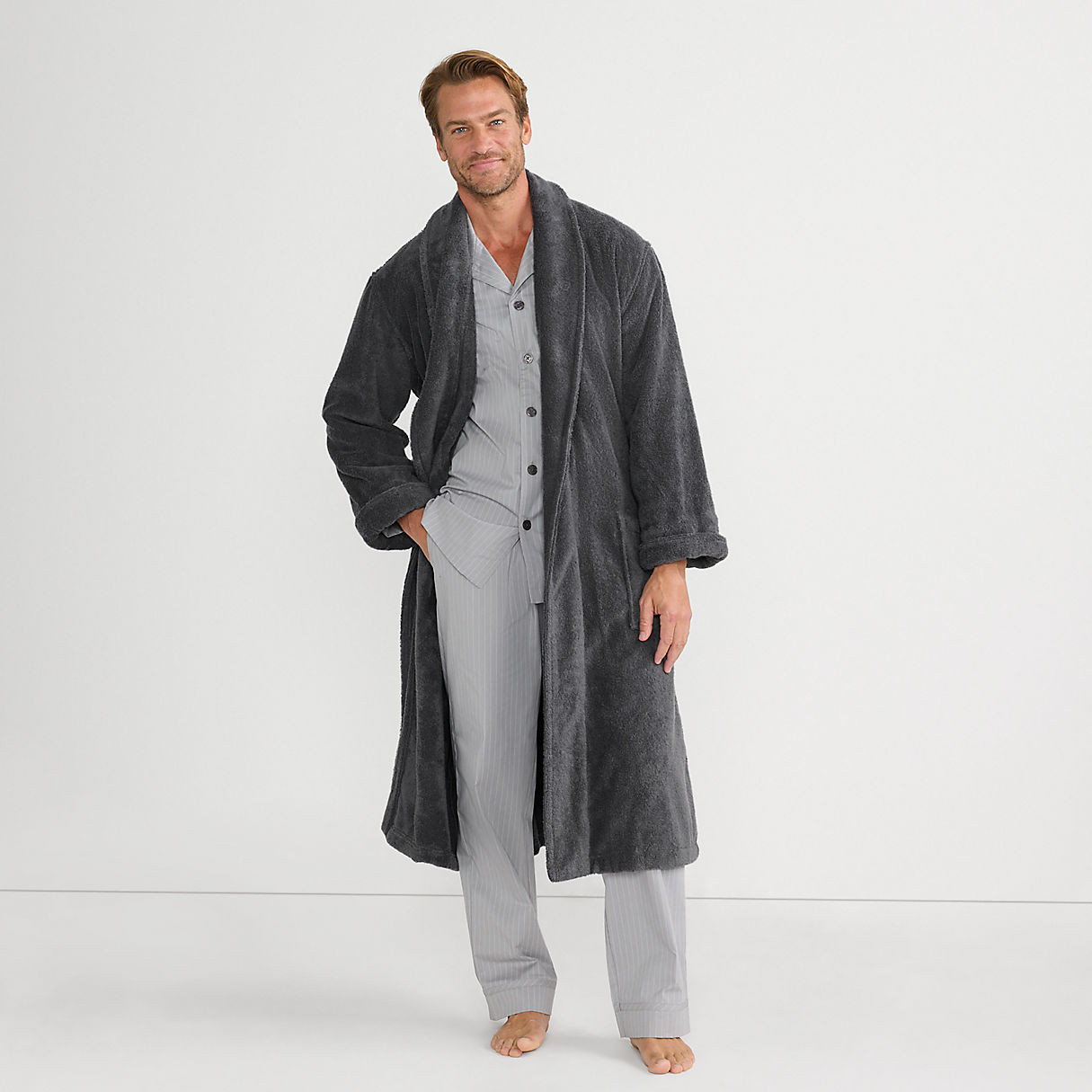 Men's Calf Length Turkish Terry Robe | Lands' End (US)