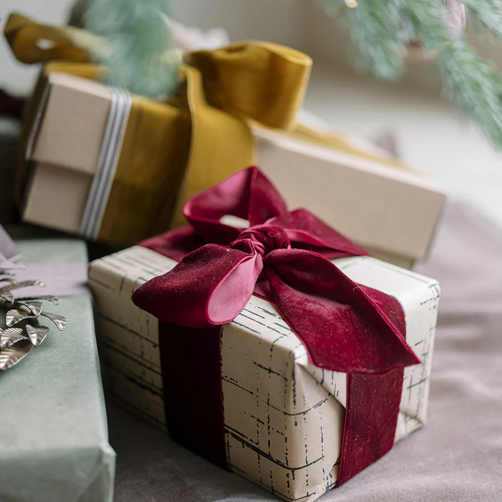 Wide Hand Dyed Velvet Ribbon Burgundy | CG Hunter
