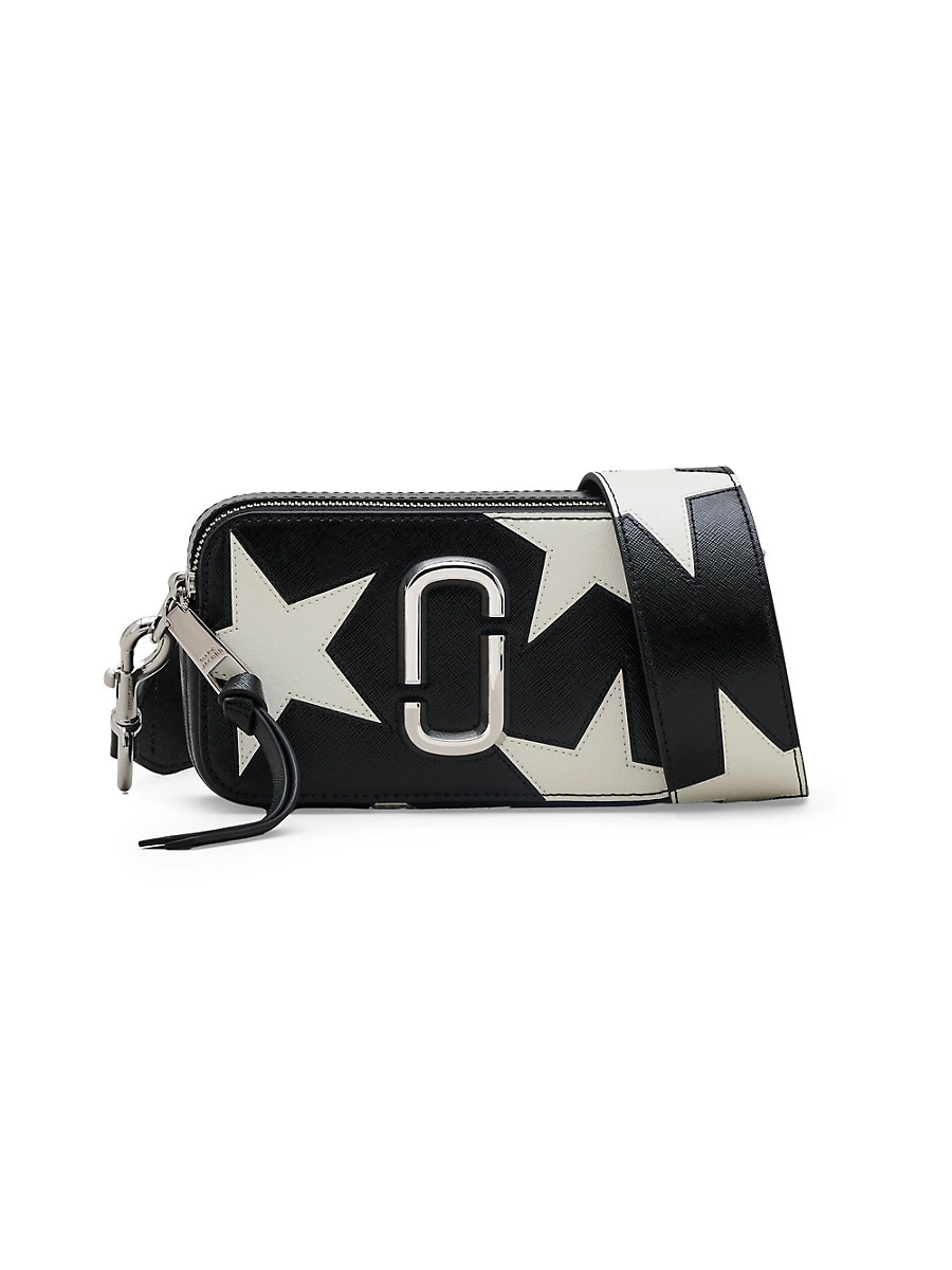 Women's The Star Patchwork Leather Snapshot Crossbody Bag - Black White | Saks Fifth Avenue