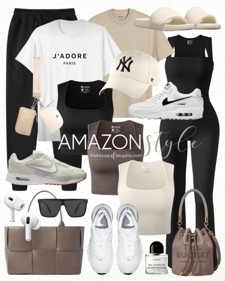 Shop these Amazon athleisure and casual spring outfit finds! Travel outfit, jumpsuit, graphic tee, joggers, flared leggings, ribbed tank top, matching set, sweatpants, Nike Air Max solo, Nike M2K Tekno, Nike Air Max 90 sneakers, Bottega Arco tote bag, Marc Jacobs bucket bag, Lululemon Wristlet and slide sandals.

Follow my shop @thehouseofsequins on the @shop.LTK app to shop this post and get my exclusive app-only content!

#liketkit #LTKtravel #LTKstyletip #LTKfindsunder50
@shop.ltk
https://liketk.it/4BUPZ