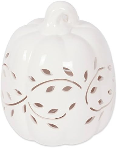 DII Halloween and Fall White Pumkpin Indoor or Outdoor Decorative Tealight Ceramic Lantern Ideal For | Amazon (CA)