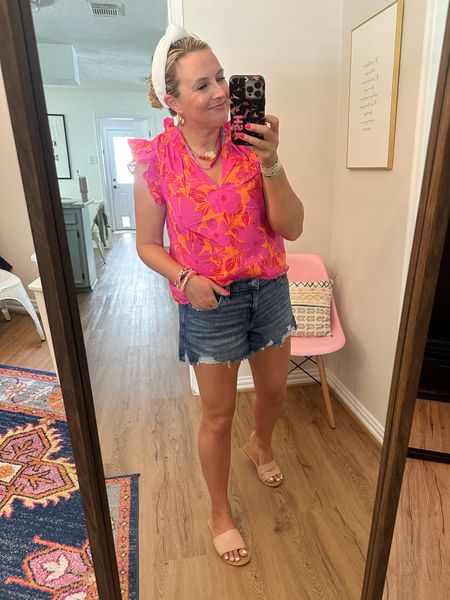 Loving this top from Avara. Wearing a size small. Looks perfect with jean shorts. Wearing my fave toddler denim shorts. Code FANCY15 for 15% off 

#LTKunder100 #LTKunder50 #LTKstyletip