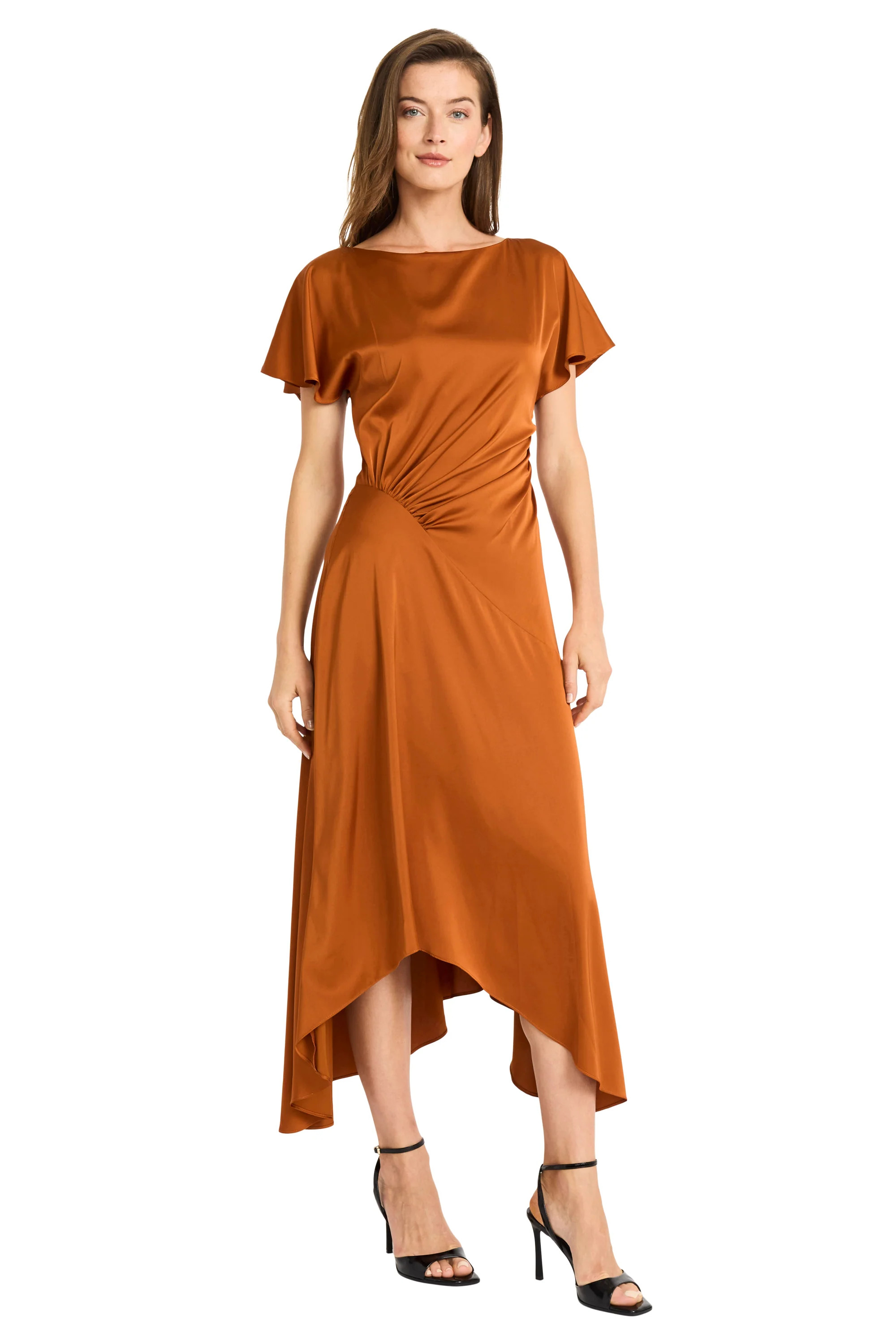 Betty Flutter Sleeve Charmeuse Dress A-Line Maxi | Maggy London | Maggy London