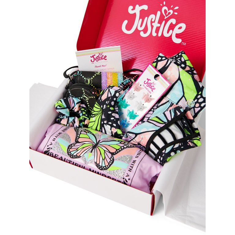 Justice Girls 5-Piece Collection X Gift Box Outfit Set with Long Sleeve Top, Leggings, Purse, and... | Walmart (US)