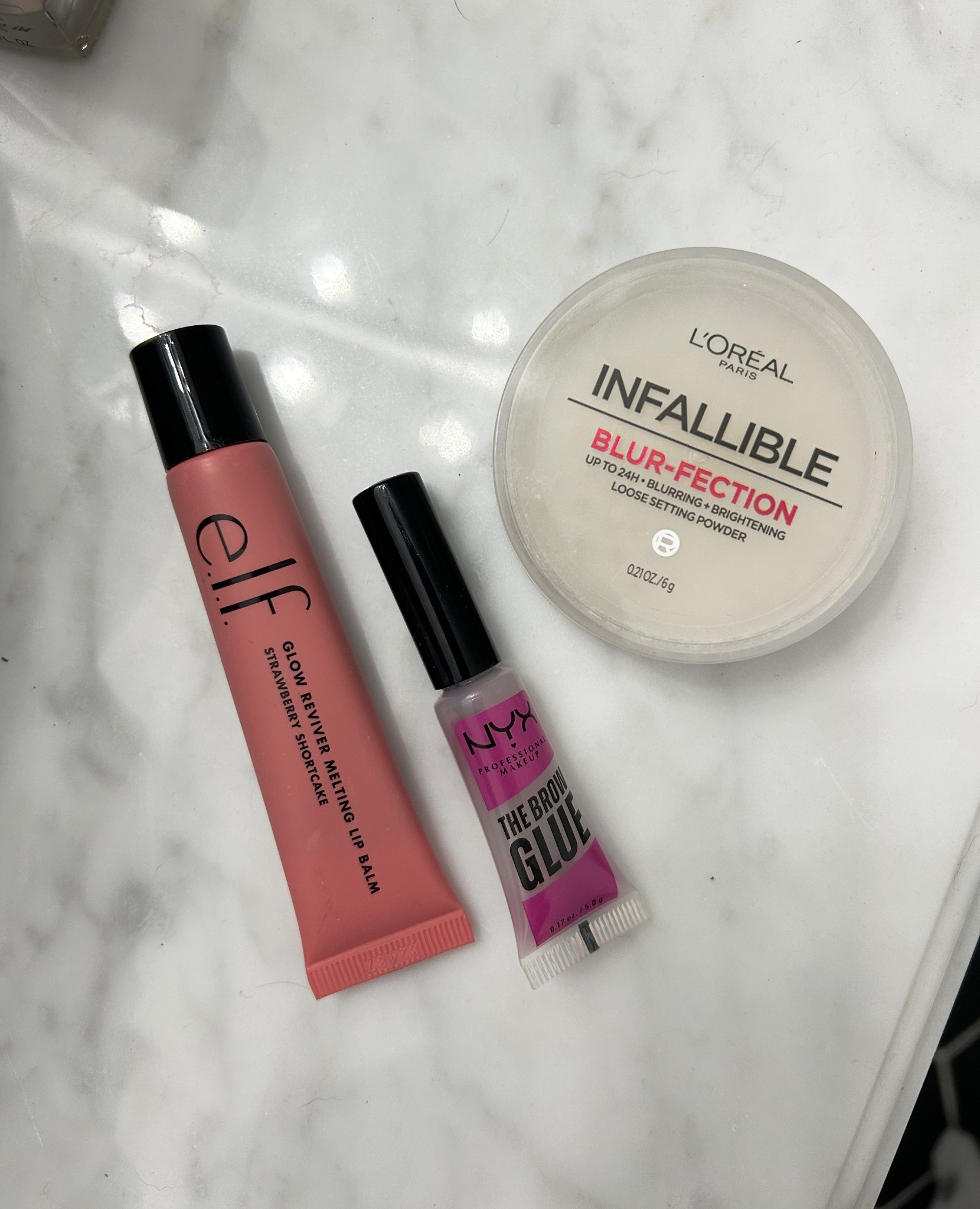 I’ve tried these three new products in my makeup routine this month and I have to say I’m obsessed will each one!! The L’Oréal blur-fection powder does exactly what it says…. This powder blur everyyything!! SO good! I will never not have this in my routine now! The nyx eyebrow gel keeps my crazy brows in one place all day! Lastly, this elf lip balm is so so nice!! Gives a little bit of pigment, keeps those lips feeling smooth and hydrated, and so easy to throw in your bag! The best part about all of these products?? They’re all under $10!!!! Nothing is better than finding products you love that you’re not scared to use up for the price! Grab these goodies, you will not regret it!! 

#LTKStyleTip #LTKBeauty #LTKGiftGuide