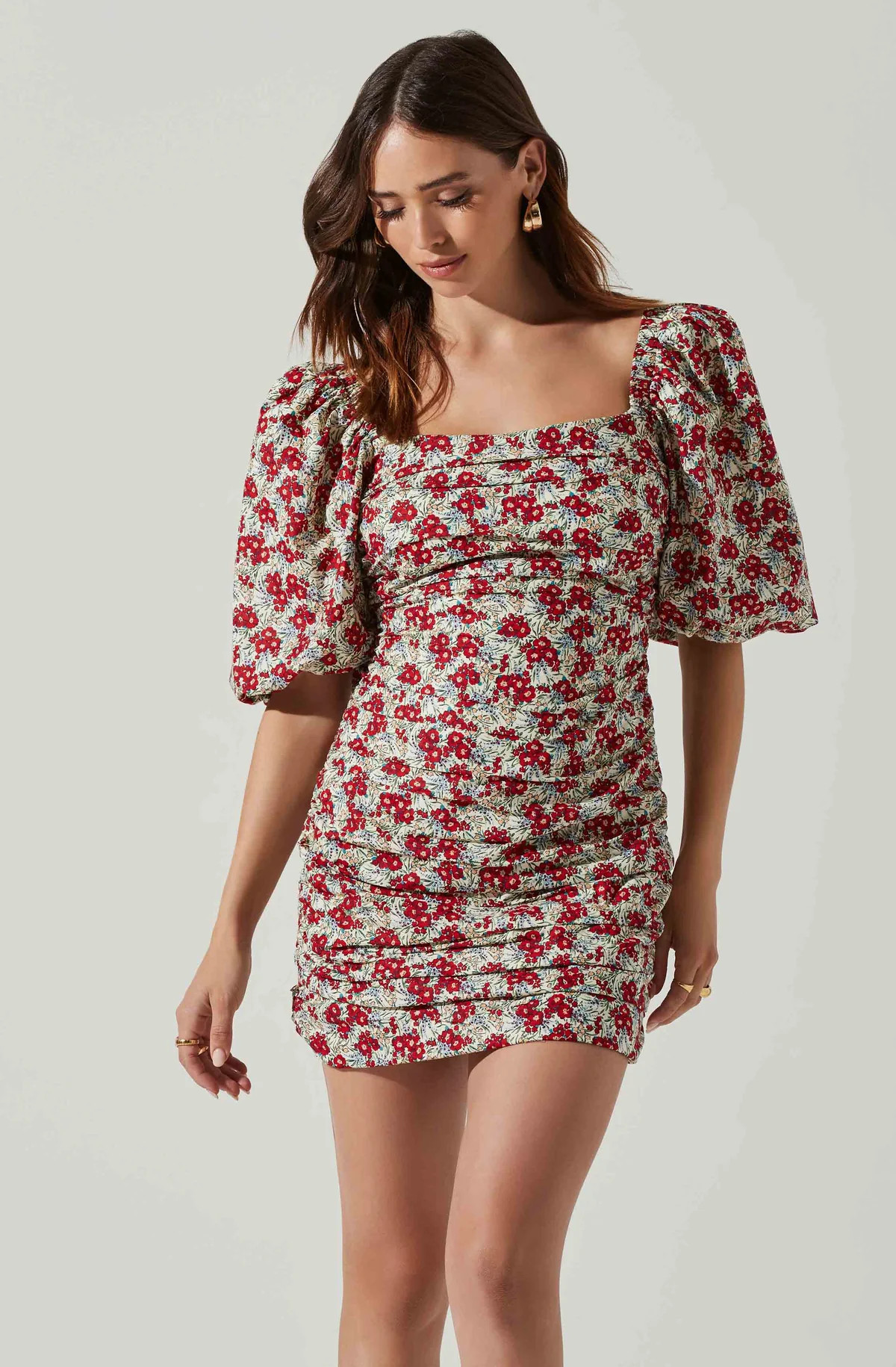 Verina Puff Sleeve Floral Mini Dress | ASTR The Label (US)