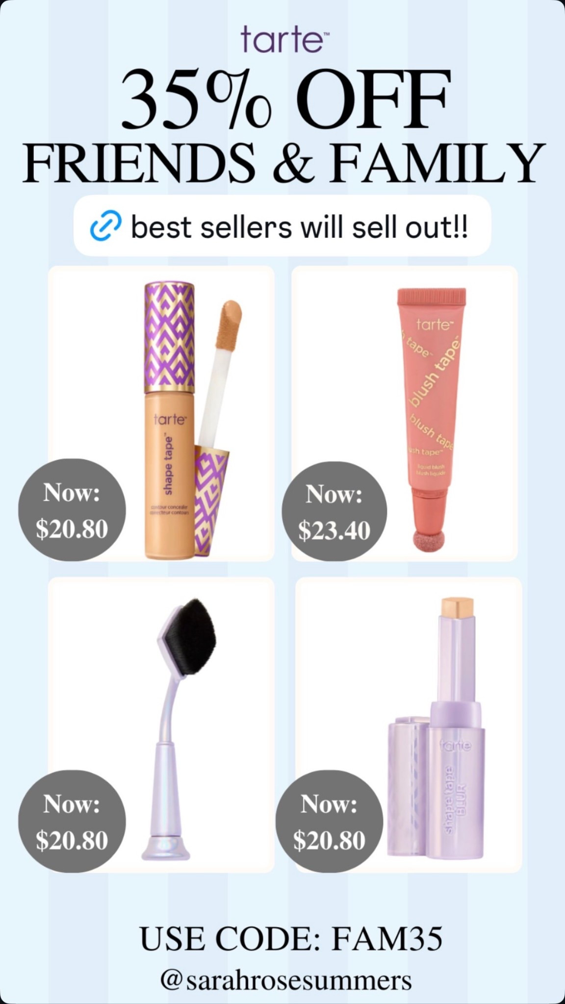 Tarte on sale!
35% off Tarte
Makeup on sale 

#LTKgrwm #LTKBeauty #LTKSaleAlert