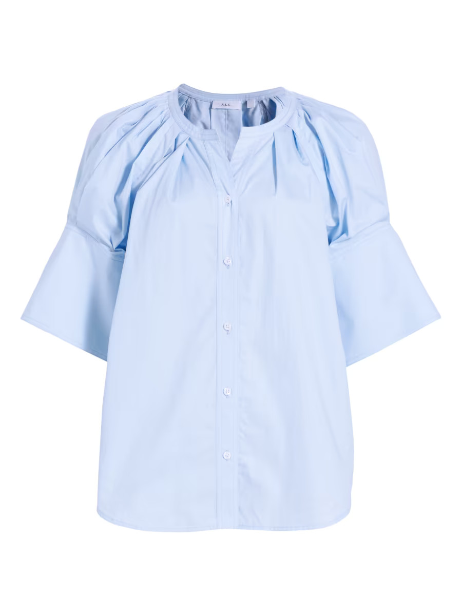 Chloe Button-Up Short-Sleeve Top | Saks Fifth Avenue