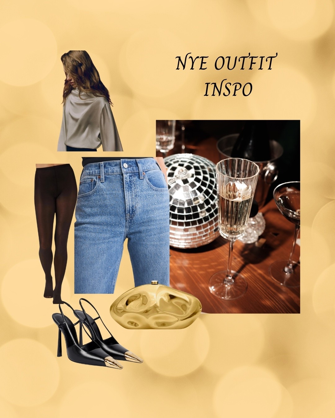 Looking for some last minute #NYE outfit ideas?! I’ve got you! Elevate your Jean style by wearing some sparkle and tights underneath with some pointed stilettos and a simple satin or silk top. Easy, simple, and truly elegant ✨ #NYEOutfit #NYEOutfitInspo @abercrombie @h&m @amazon #AmazonFinds

#LTKSeasonal #LTKHoliday #LTKootd