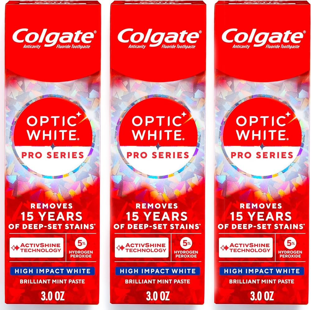 Colgate Optic White Pro Series High Impact White Toothpaste, 3 Pack, 3.0 oz | Amazon (US)