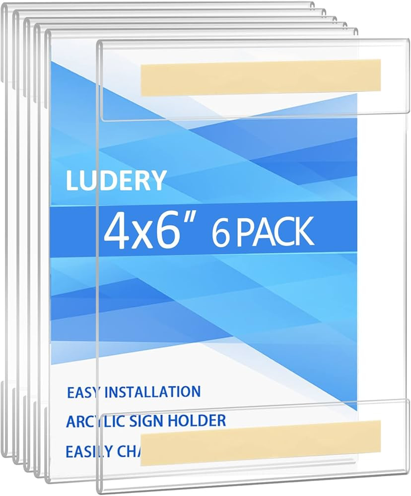 Acrylic Sign Holder 4x6, Sign Holder Wall mount Door Sign Memo Holder,Clear Wall Frame with Doubl... | Amazon (US)