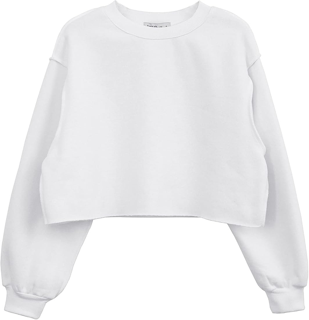Amazhiyu Women Cropped Sweatshirt Long Sleeves Pullover Fleece Crop Tops | Amazon (US)