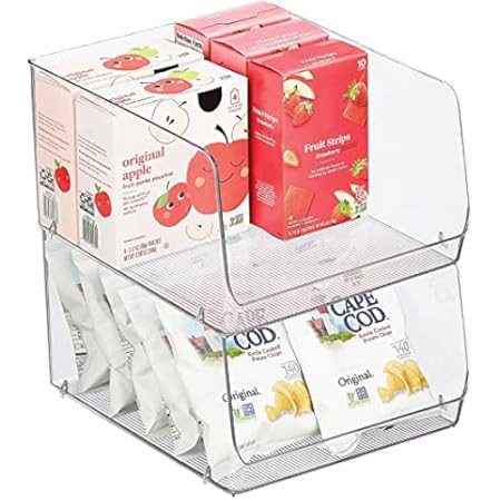 mDesign Extra Large Household Stackable Plastic Food Storage Organizer Bin Basket with Wide Open Fro | Amazon (US)