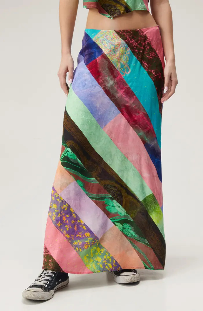 NASTY GAL Patchwork Print Satin Maxi Skirt | Nordstrom | Nordstrom