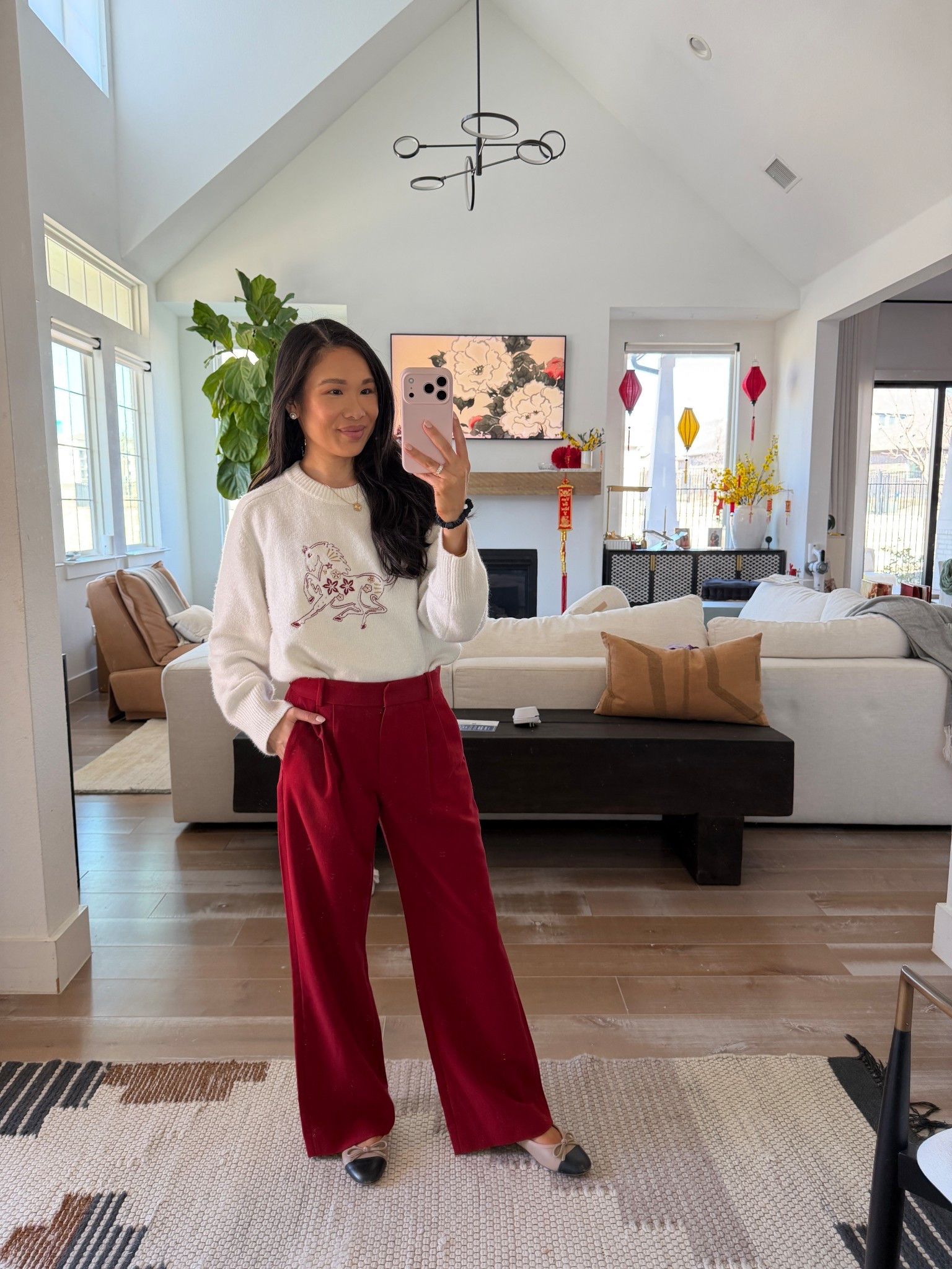 Lunar New Year outfit for the year of the horse. Love these red tailored trousers that are festive but can be worn again for the holidays, Fourth of July or Valentine’s Day! 

#LTKootd