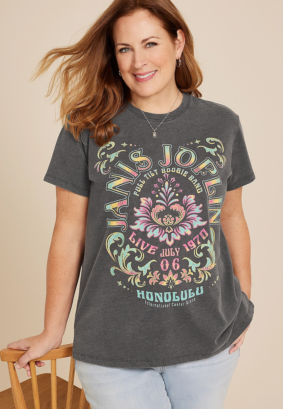 Plus Size Janis Joplin Relaxed Fit Graphic Tee | Maurices