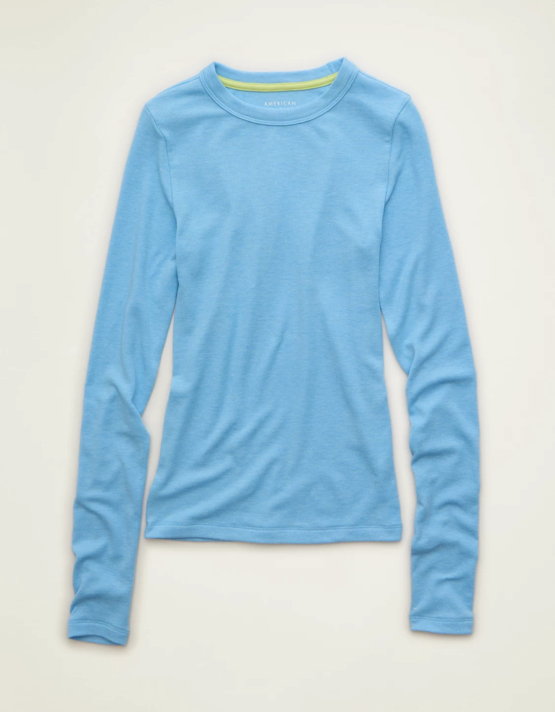 AE Cozy Crew Neck Long Sleeve T-Shirt Women's Soft Blue XXL | American Eagle Outfitters (US & CA)