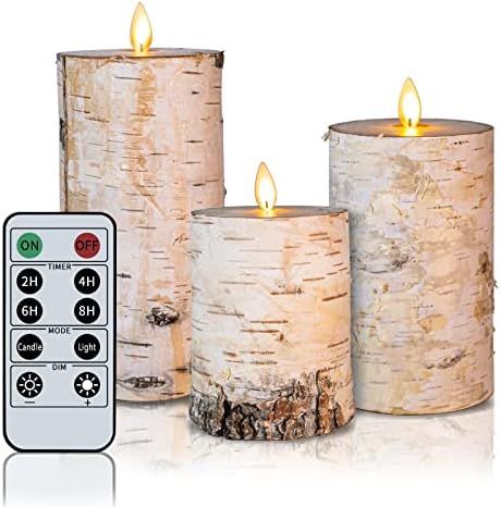 Birch Flameless Candles Moving Flame Battery Operated Candles Set of H4 5" 6" xD3 Real Wax Flicke... | Amazon (US)