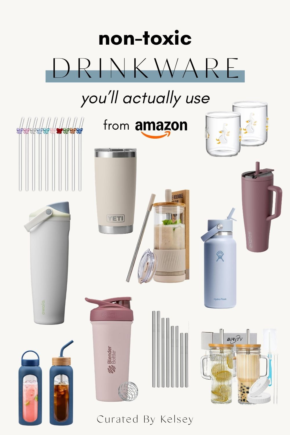 Can we talk about how easy it is to overlook what we're drinking out of? 🙈 I've been slowly swapping out all our plastic cups, straws, and bottles for non-toxic alternatives and honestly it's one of the best things I've done for our family.

I put together my favorite finds — glass tumblers, stainless steel water bottles, silicone straws, BPA-free options — all on Amazon so it's easy to grab. 

 
