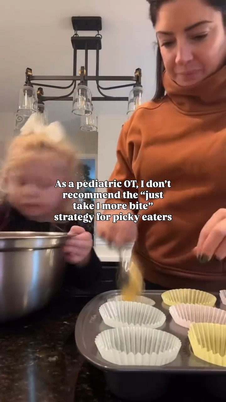 My 2 year old started deleting preferred foods and becoming more selective than ever. So I was feeling like we needed a mealtime reset, to get her interested and excited again.

It was feeling stressful and pressurized to “just take 1 more bite” but as a feeding therapist I know that’s not the best strategy. So I used one I know WORKS! 

GET👏THEM👏INVOLVED! 

When you get your child involved in the kitchen, they are more likely to become interested in what is being served at the table! Have them chop, stir, pour, crush, anything! Make it “theirs!”

So we made “Addi’s cornbread muffins” last night for dinner. She’s never had cornbread before, and we made them into muffins because they are similar shaped to something we LOVE (cupcakes)

As you can see, she was so excited to try her very own recipe, for the first time! 🫶🏼

#pediatricot #pickyeaters

#LTKfoodie #LTKmomlife #LTKKids