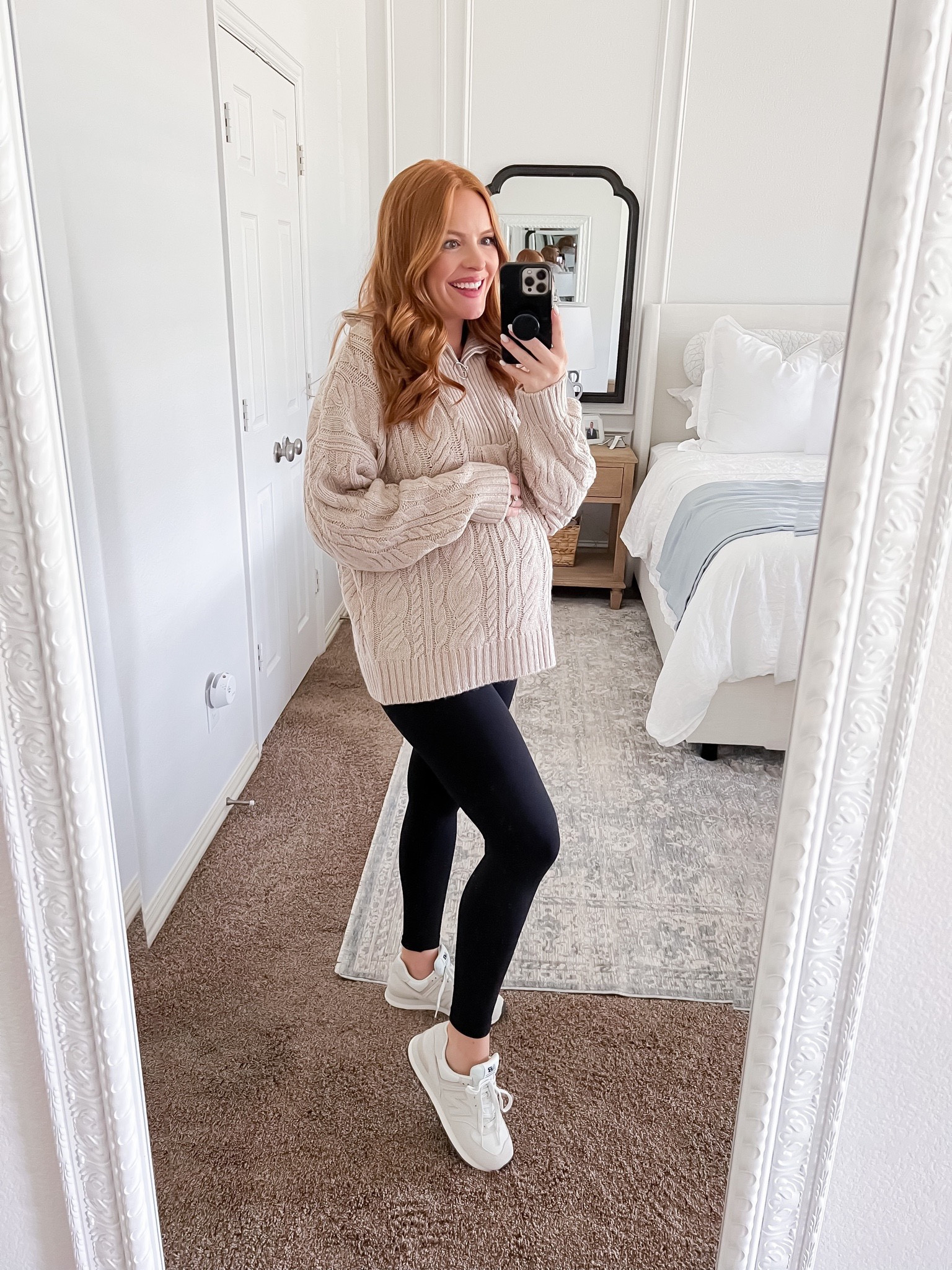 last weeks best seller — cable knit half zip sweater + new balance sneakers + maternity leggings  

#LTKworkwear #LTKshoecrush #LTKbump