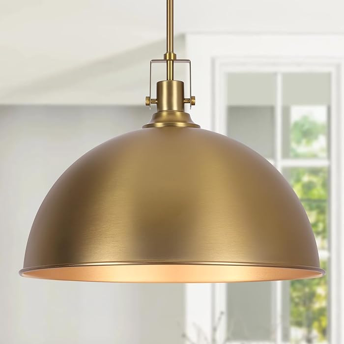 LamQee 18 Inch Brushed Gold Large Pendant Light Kitchen Island, Farmhouse Modern Dome Pendant Lig... | Amazon (US)