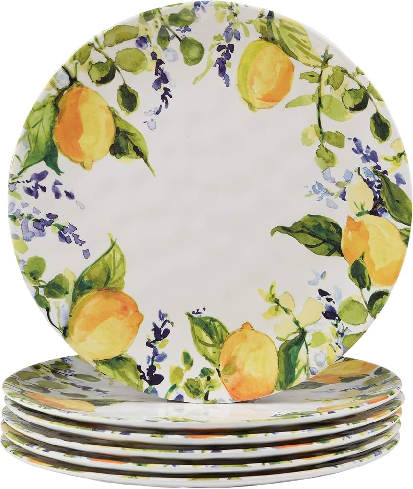 Certified International Lemon Zest Melamine 11" Dinner Plates, Set of 6, Multicolor | Amazon (US)