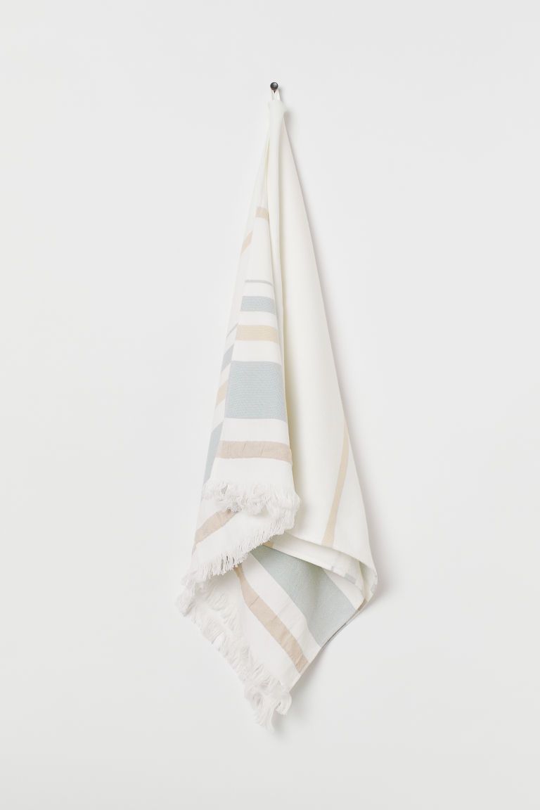 H & M - Striped Cotton Bath Towel - Turquoise | H&M (US + CA)