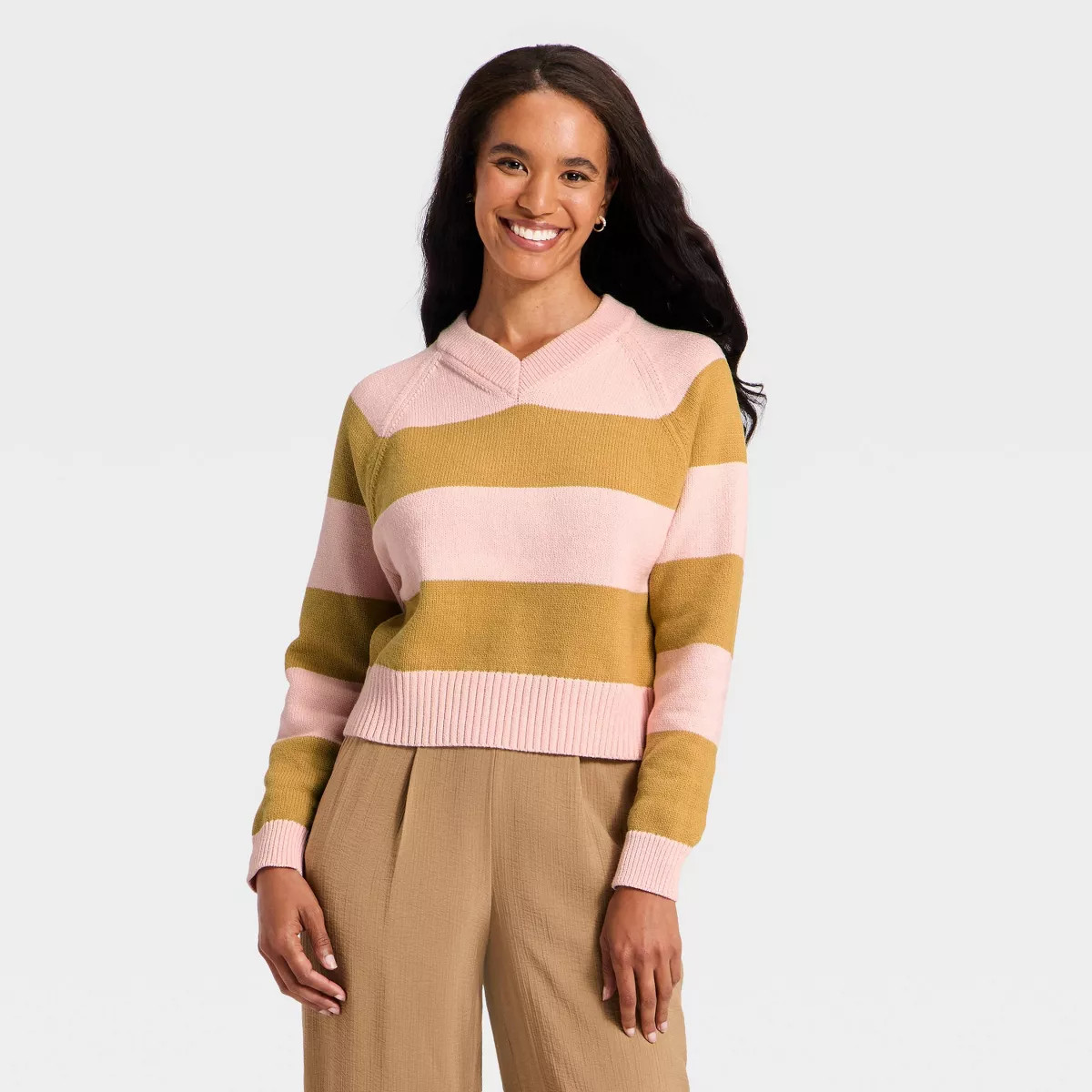 Women's Long Sleeve High V-Neck Pullover Sweater - A New Day™ | Target
