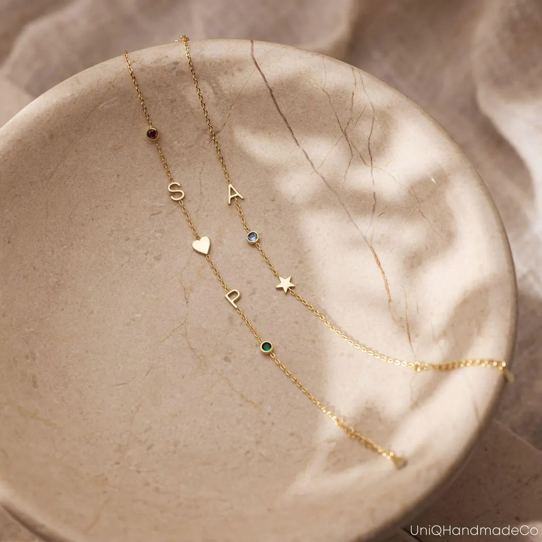 Dainty Initial Bracelet with Birthstone, Custom Letter Bracelet, Personalised Jewelry, Women Brac... | Etsy (US)