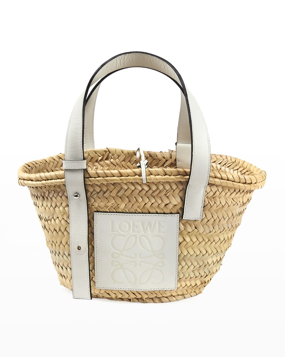 x Paula’s Ibiza Basket Small Woven Palm Tote Bag | Neiman Marcus