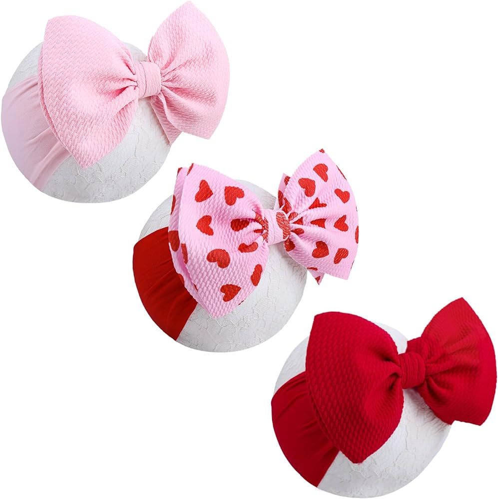 ONENINEDREAM 6'' Large Tied Bow Baby Headbands Handmade Hairbands with Bows High Stretchy Soft Ny... | Amazon (US)