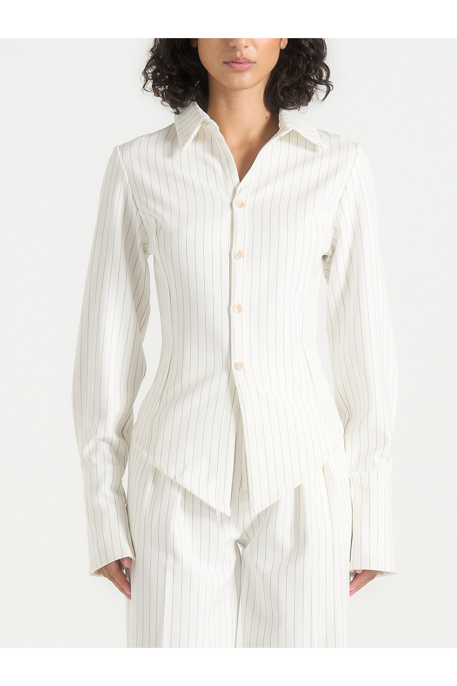Manière De Voir Sonia Pinstripe Asymmetric Shirt (Women) | Nordstrom | Nordstrom