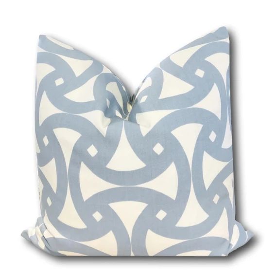 OUTDOOR Santorini Sky Blue Pillow Cover W/ Sunbrella White | Etsy | Etsy (US)