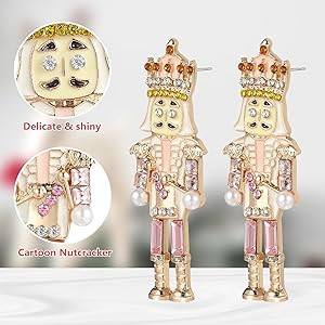 Christmas Earrings Nutcracker Stud Earring Christmas Pierced Earrings for Women Holiday Earring N... | Amazon (US)
