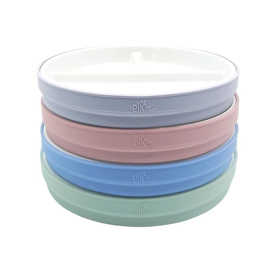 Elk and Friends Kids 6.7” Porcelain Divided Plates with Silicone Sleeves | Suitable for Babies/... | Amazon (US)