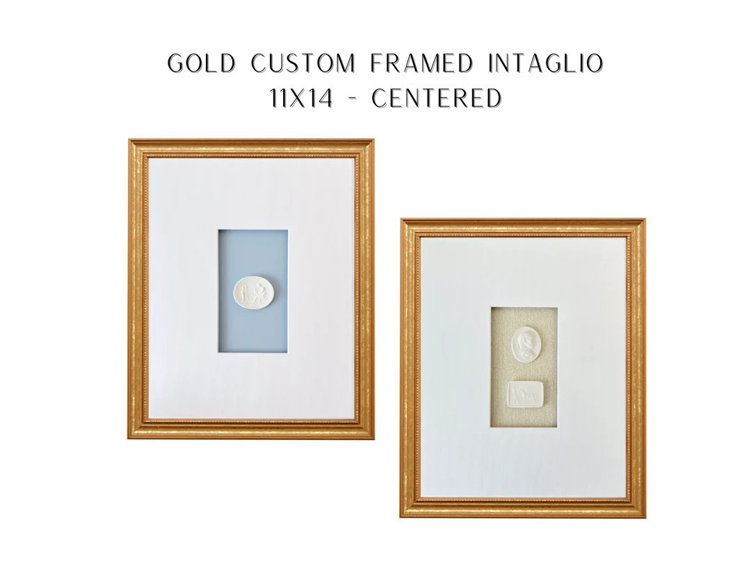 Intaglio framed -  11x14 Custom Centered Gold Framed Intaglio -Gift - Wedding Gift - Interior Des... | Etsy (US)