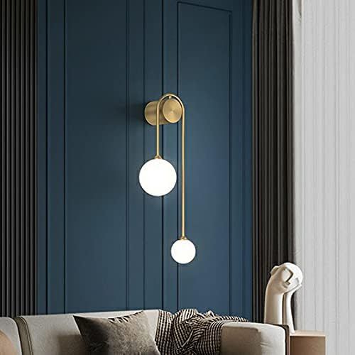 LITFAD Sphere Sconce Light Fixture Postmodern Ivory White Glass 2-Light Gold Wall Mounted Lamp Cr... | Amazon (US)