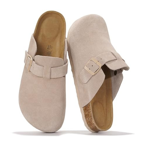 Project Cloud Mens Clogs - 100% Full Grain Genuine Leather Memory Foam Clogs for Men Arch Support Cork Footbed - Non Slip Platform Mules (Brooklyn, SANMONOSUEDE,13) | Amazon (US)