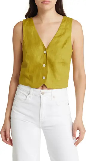 Katrina Linen Crop Vest | Nordstrom
