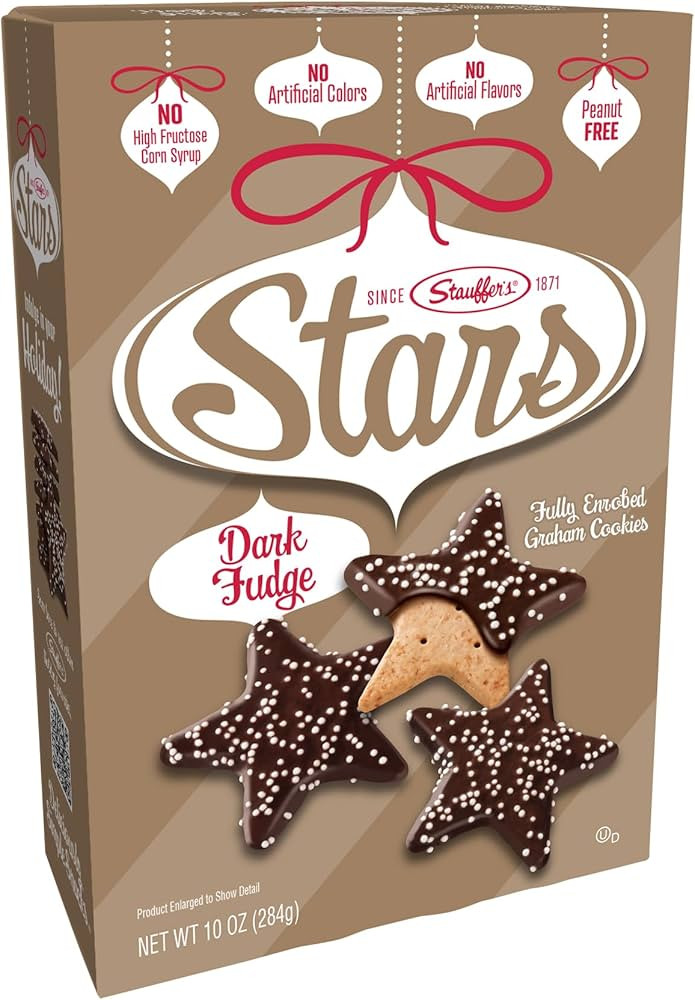 STAUFFERS Stars Holiday Dark Fudge Graham Cookies - 10oz Box - Star Shaped with Nonpareils - No H... | Amazon (US)