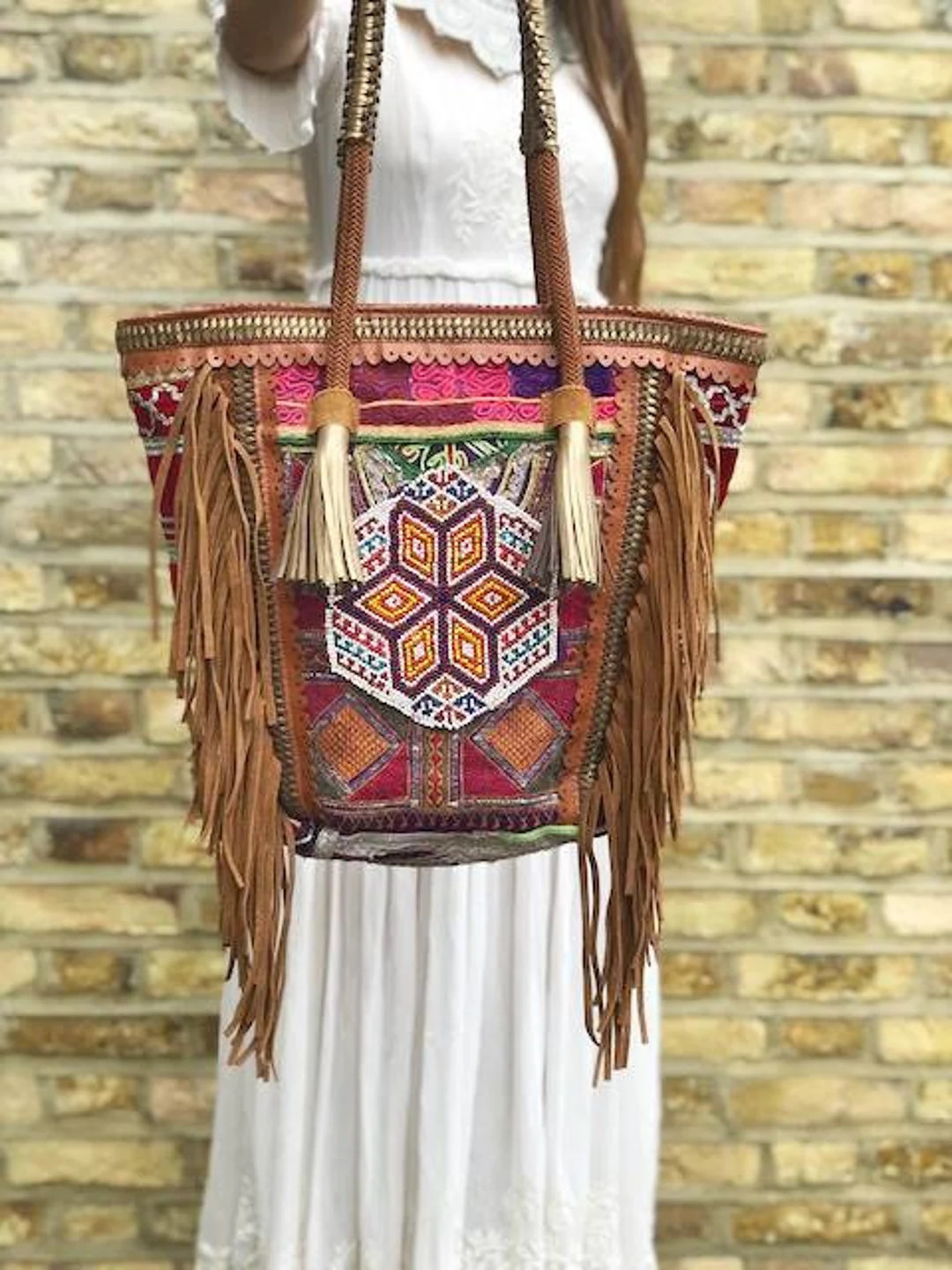 Bolso grande INDIAN BANJARA bolso hippie de cuero étnico - Etsy España | Etsy (ES)