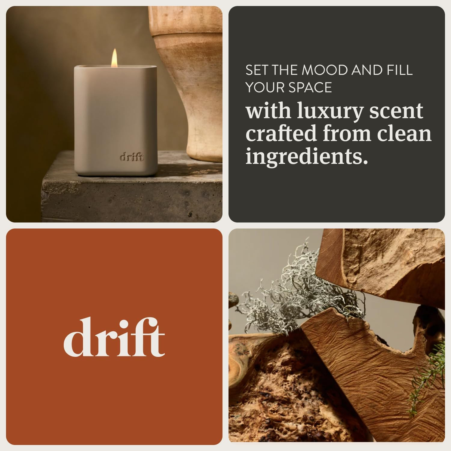 Drift Vanilla Woods Scented Candle - Clean Oil Premium Home Decor Fragrance - 60 Day Burn Time - ... | Amazon (US)